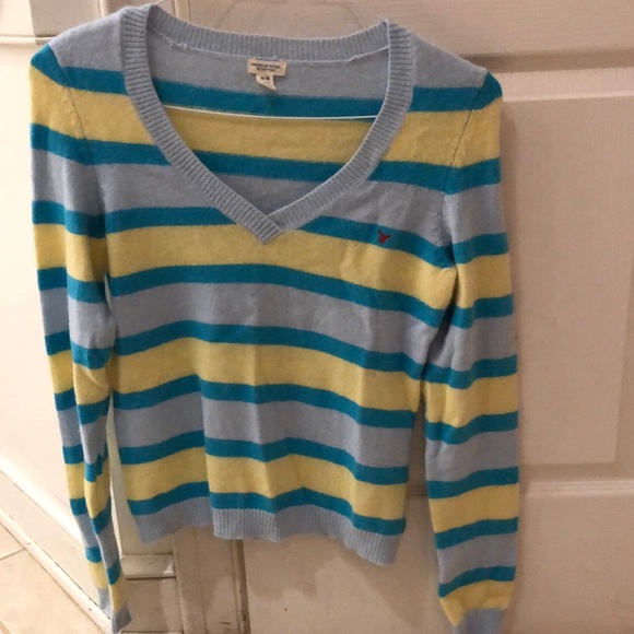American Eagle Outfitters Striped V Neck Sweater - Picture 2 of 7